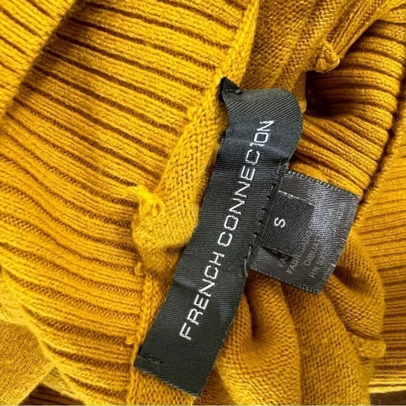 French Connection Mustard Yellow Sweater Size Small High Neck Long Sleeves Top - Picture 7 of 7